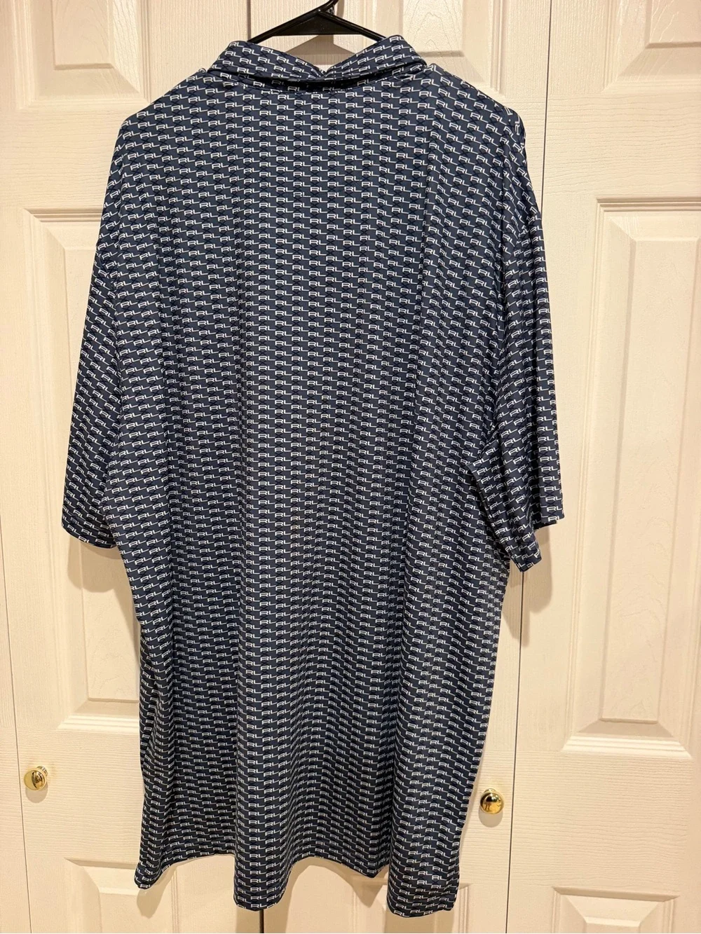 Ralph Lauren Navy and White Micro-Pattern Polo